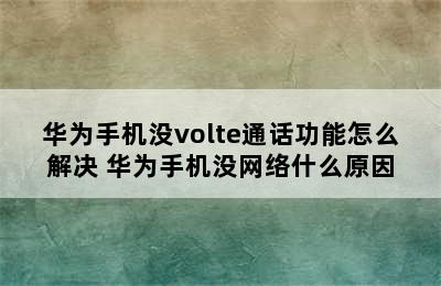 华为手机没volte通话功能怎么解决 华为手机没网络什么原因